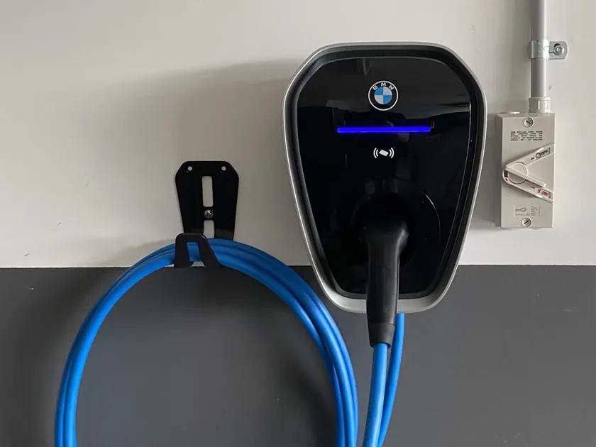 EV charger installed and wired by C.Lewis Electrical Services in a Sutherland Shire garage