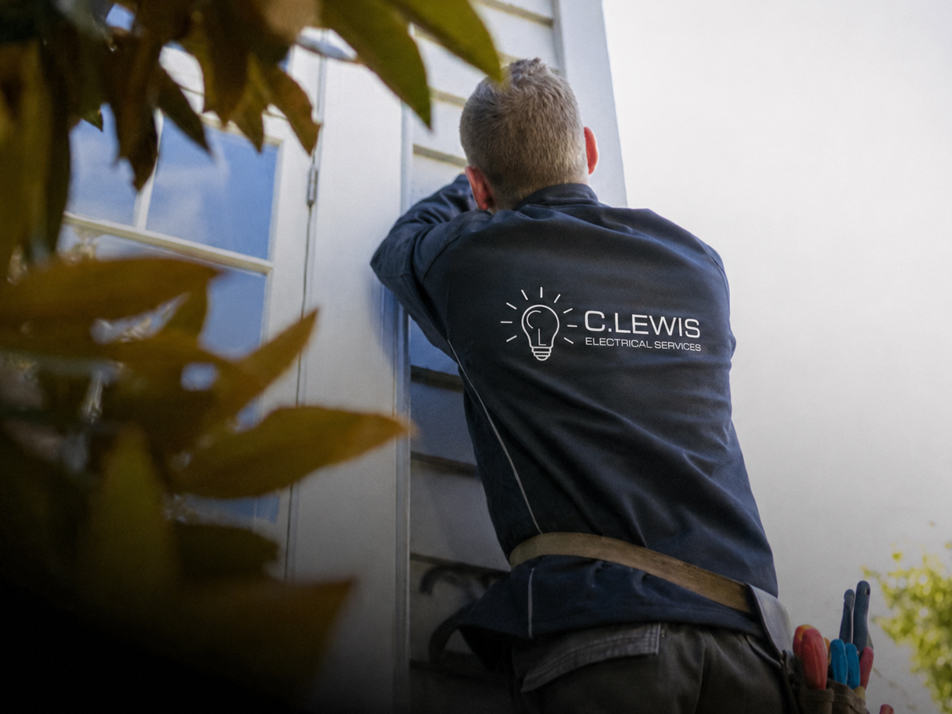 C.Lewis electrician working outside a Sutherland Shire home